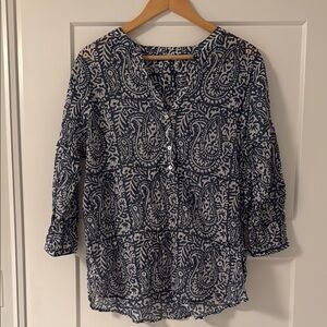 Blue Paisley Cotton Top